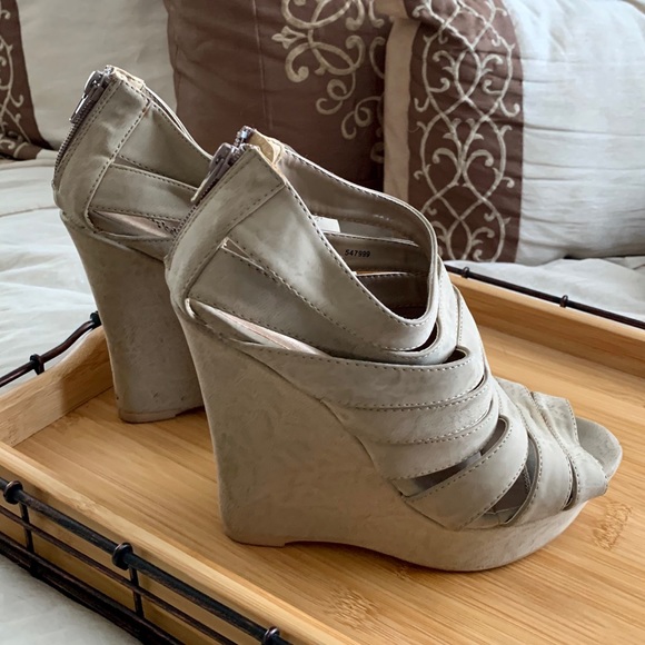 Charlotte Russe Shoes - Charlotte Russe Nude Wedge Heel